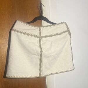 Cream Mini Skirt with Tan Stitching